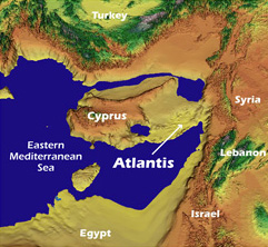Μια θεωρία θέλει την Ατλαντίδα να ήταν μέρος της Κύπρου, το οποίο καταβυθίστηκε κατά τον ίδιο τρόπο, την εποχή της καταβύθισης της Αιγηίδος.